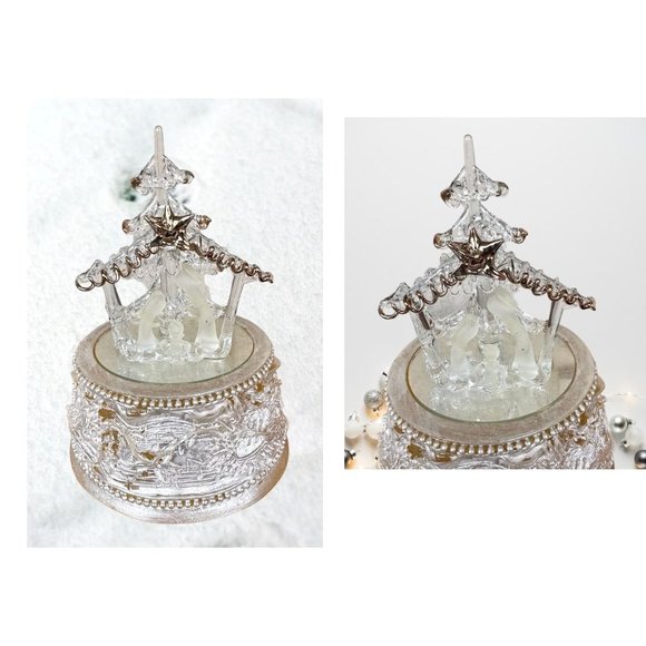 VTG Roman  Inc Crystal Nativity Scene Music Box Silent Night Christmas T… - Picture 3 of 12